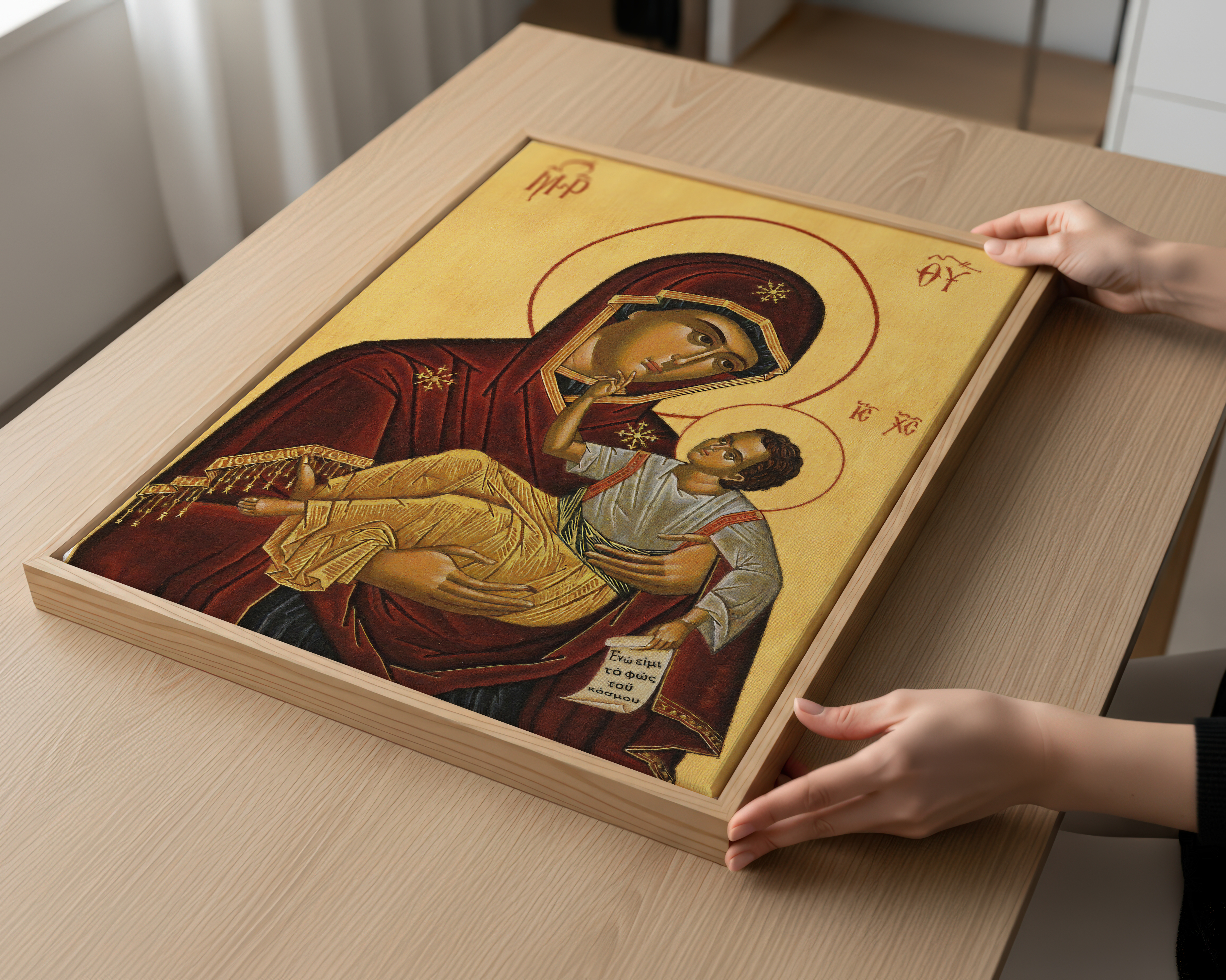 Our Lady of Tenderness Orthodox Icon Print, Motherhood Blessing Gift