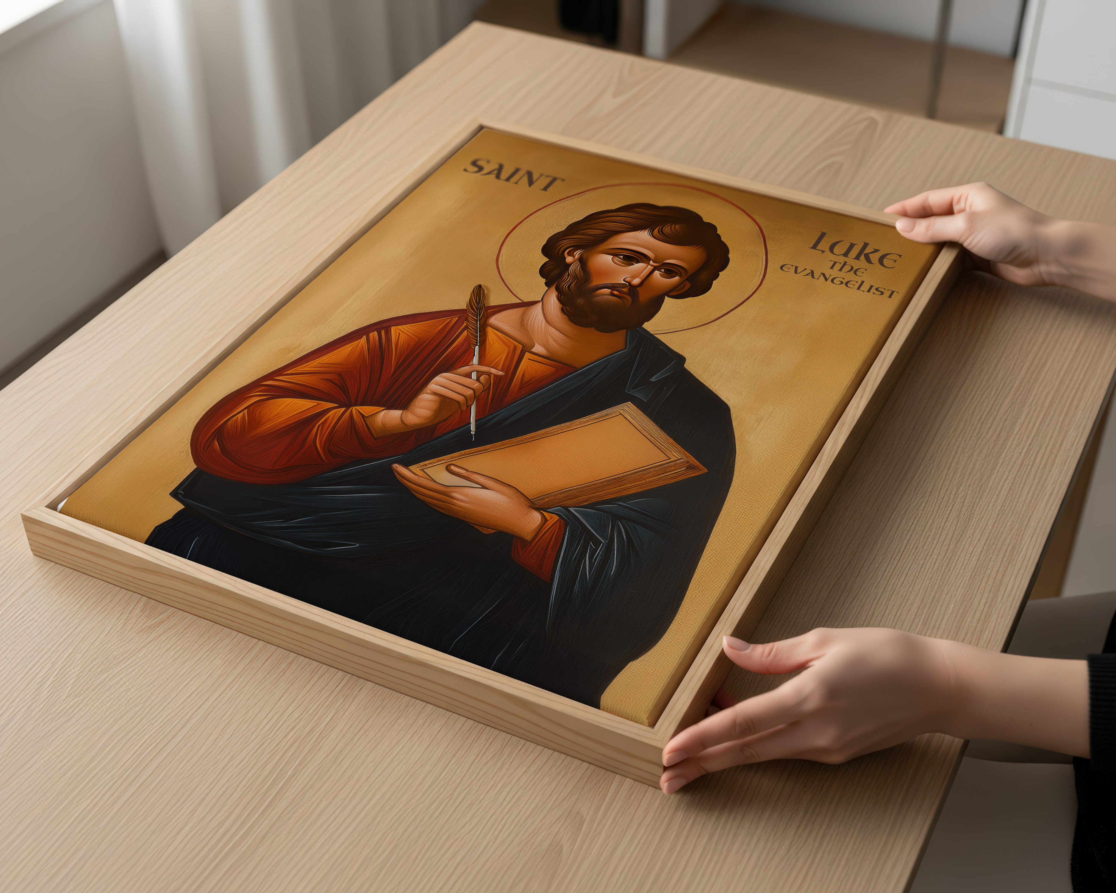 Saint Luke the Evangelist Byzantine Icon, Writer & Physician Gift, Baptism gift
