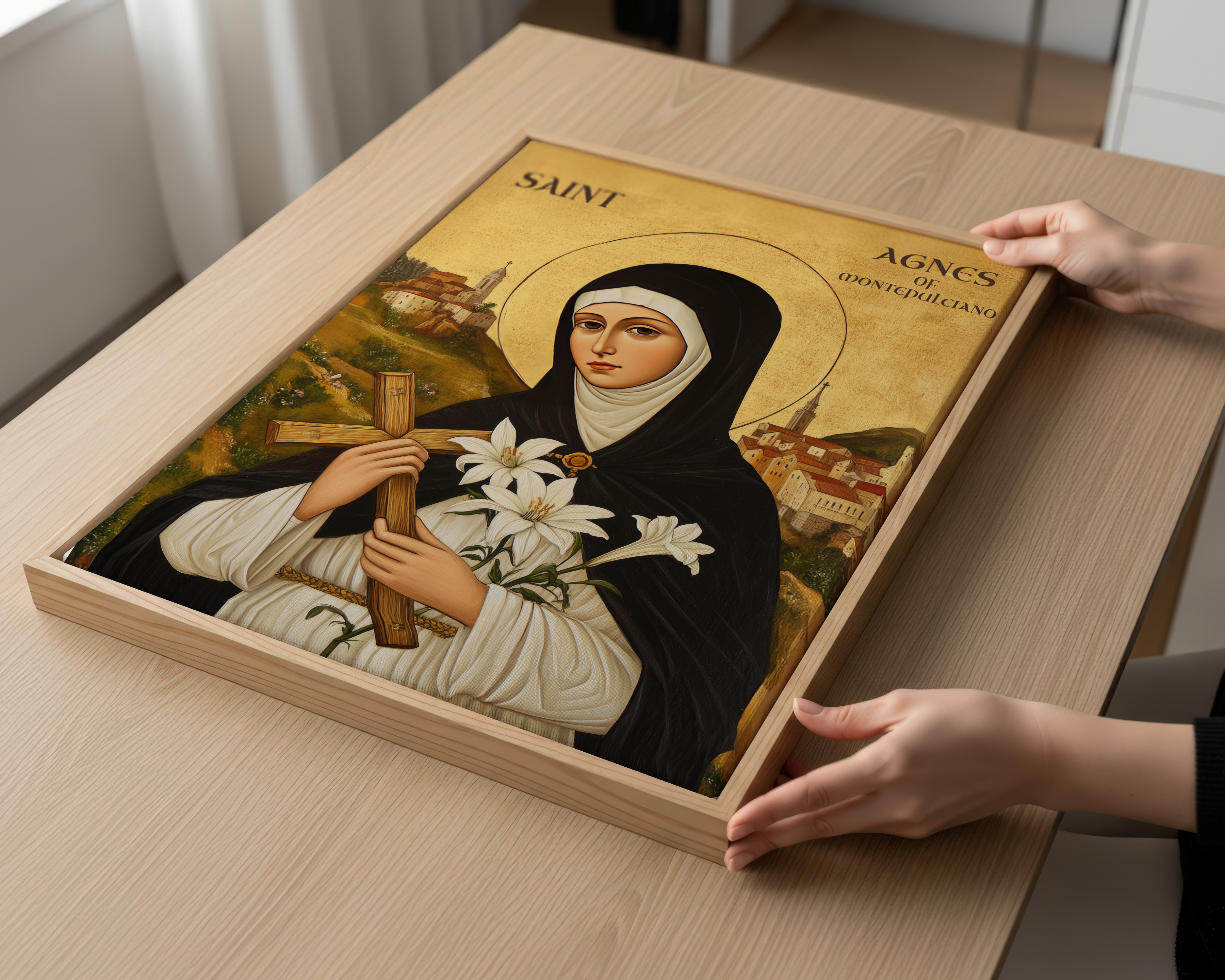 Saint Agnes of Montepulciano Icon Wall Art, Purity and Devotion Gift Home Altar, Holygraceart