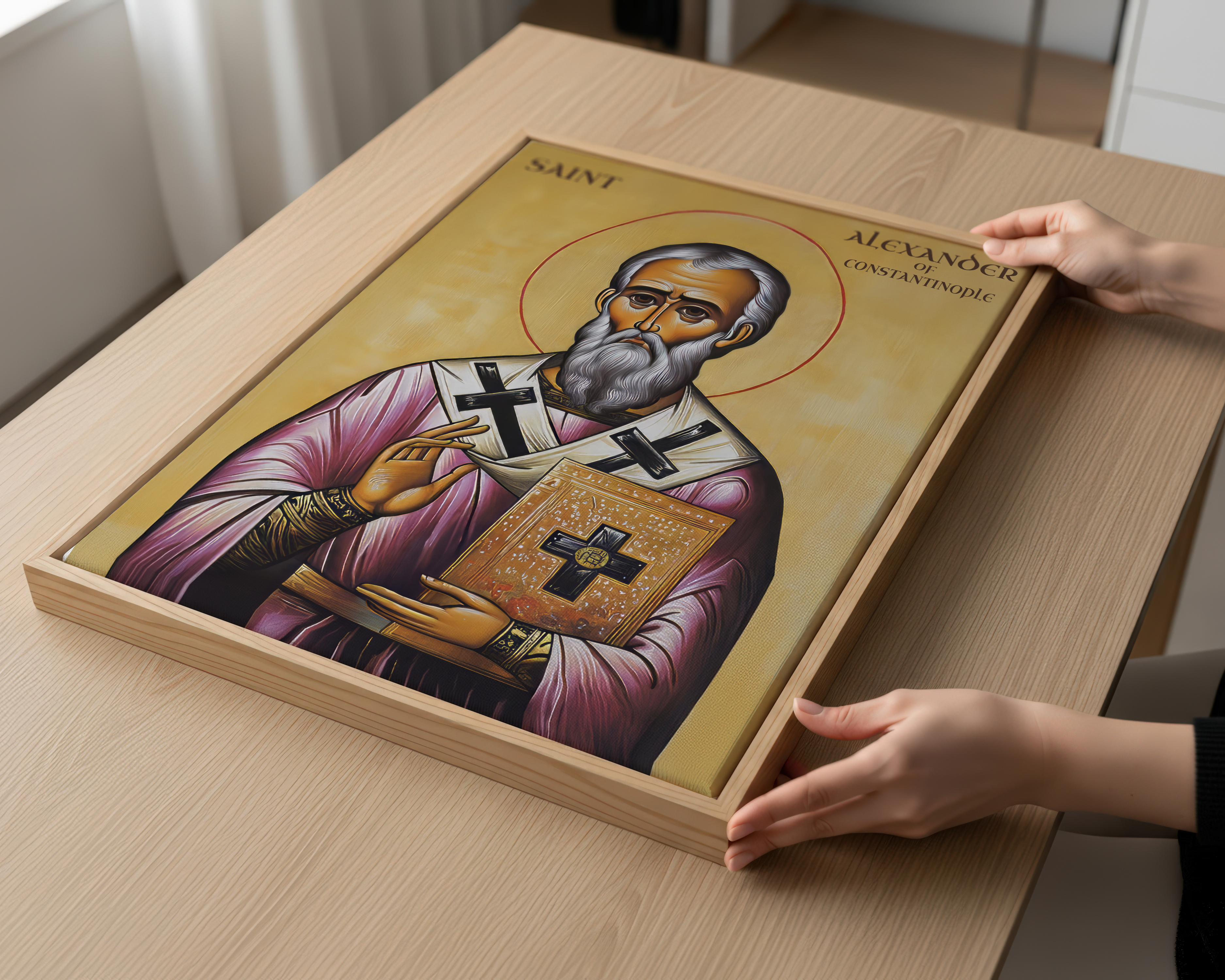 Saint Alexander of Constantinople Icon Wall Art, Bishop & Clergy Gift Orthodox Decor