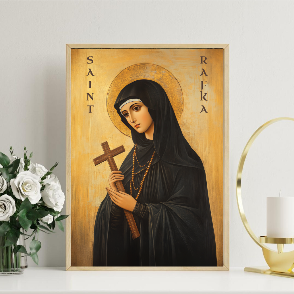 Saint Rafka Icon Wall Art, Suffering with Faith Gift Orthodox Decor, Holygraceart