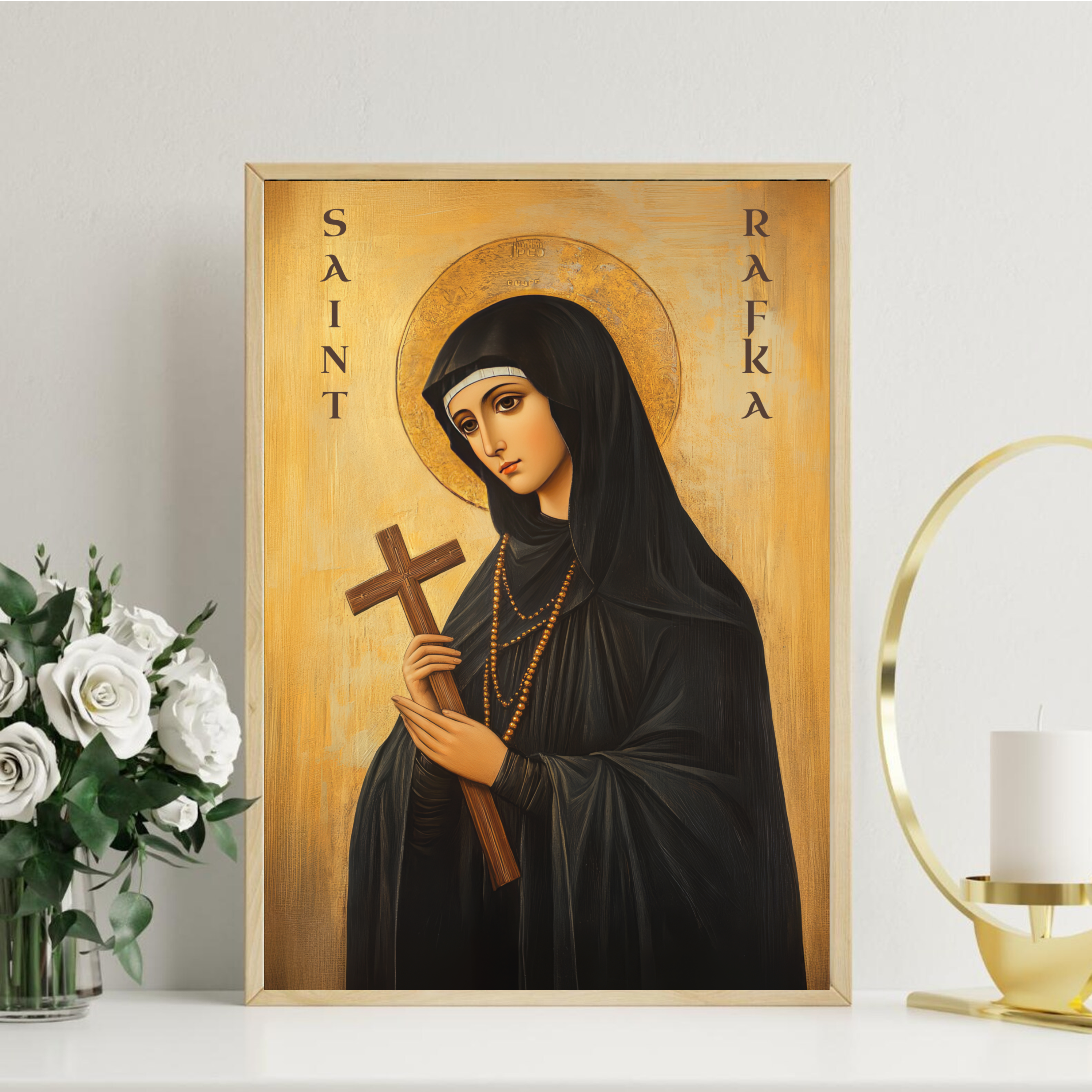 Saint Rafka Icon Wall Art, Suffering with Faith Gift Orthodox Decor, Holygraceart