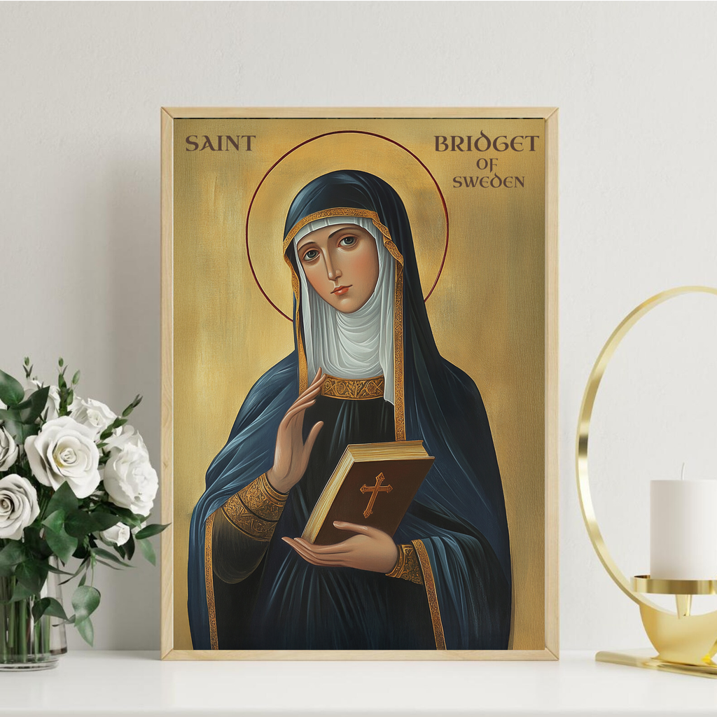 Saint Bridget of Sweden Icon Print, Patron Saint of Europe, Women of Faith Gift