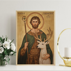 Saint Hubert of Liège Icon Print, Hunter Gift, Orthodox Wall Art, Holygraceart