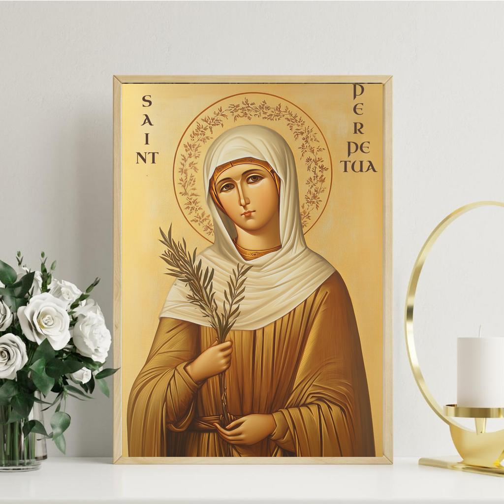 Saint Perpetua Byzantine Icon, Courage Gift for Mothers, Faithful Witness Wall Art