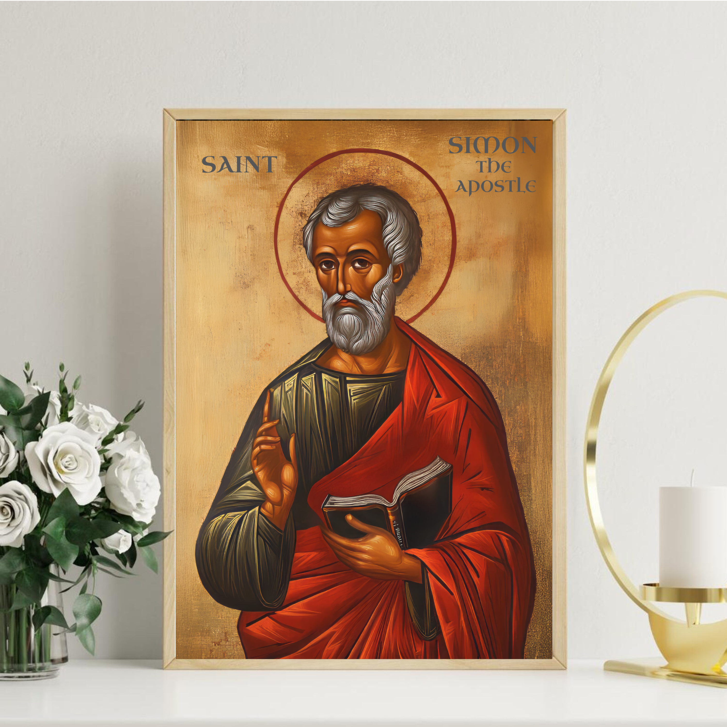 Saint Simon the Apostle Icon Wall Art, Apostolic Faith Gift Orthodox Decor, Holygraceart