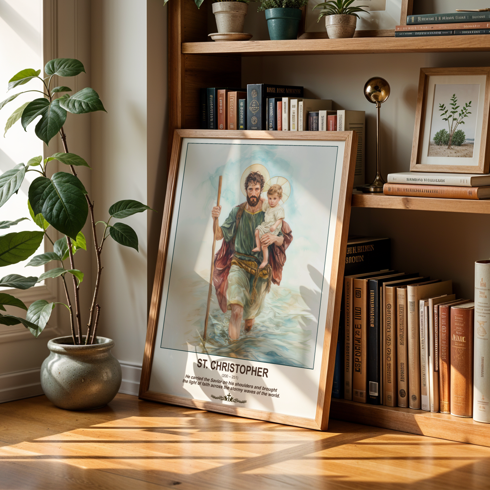 Saint Christopher Wall Art, Travel Gift, Catholic Home Decor, Holygraceart H285