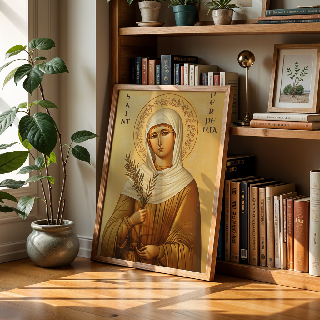 Saint Perpetua Byzantine Icon, Courage Gift for Mothers, Faithful Witness Wall Art