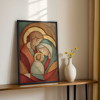 Modern Holy Family Print, Family Blessing Gift, Christian Prayer Wall Art, Holygraceart