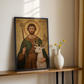 Saint Hubert of Liège Icon Print, Hunter Gift, Orthodox Wall Art, Holygraceart