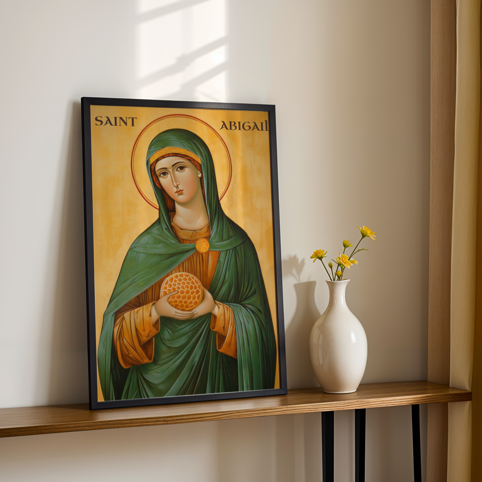 Saint Abigail Icon Print, Honeybee Patron Gift, Christian Decor, Holygraceart
