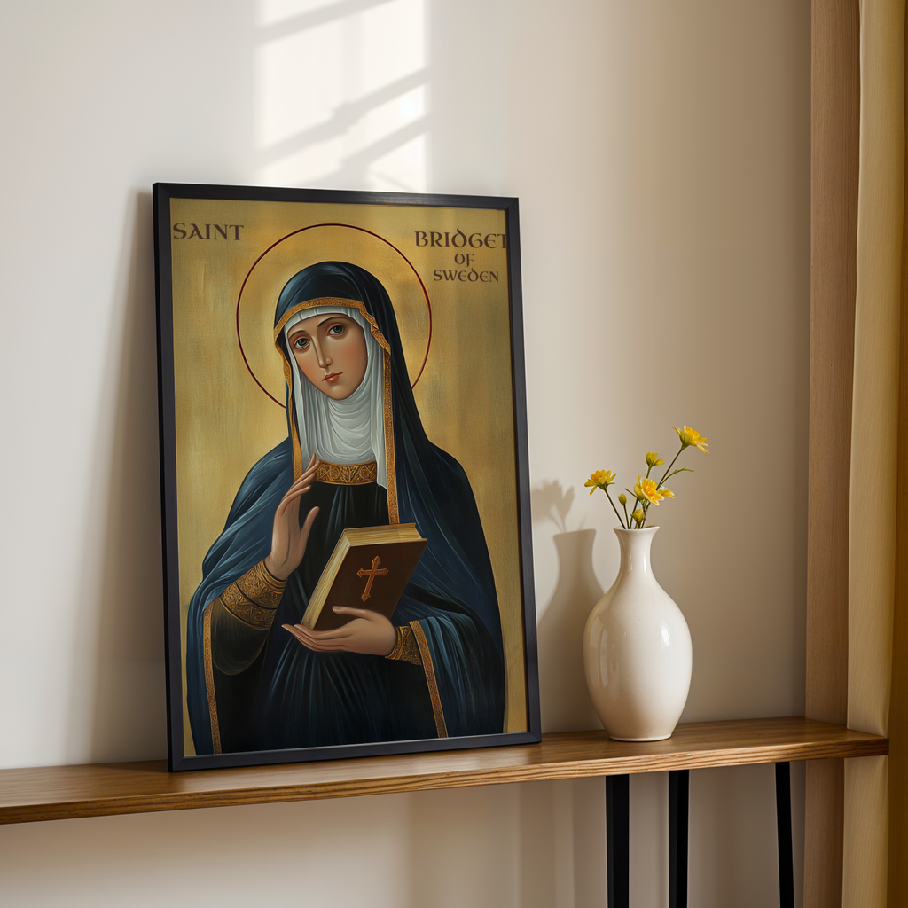 Saint Bridget of Sweden Icon Print, Patron Saint of Europe, Women of Faith Gift