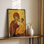 Mother of God and Christ Child Orthodox Icon Wall Art, New Baby Gift, Marian Tenderness Print