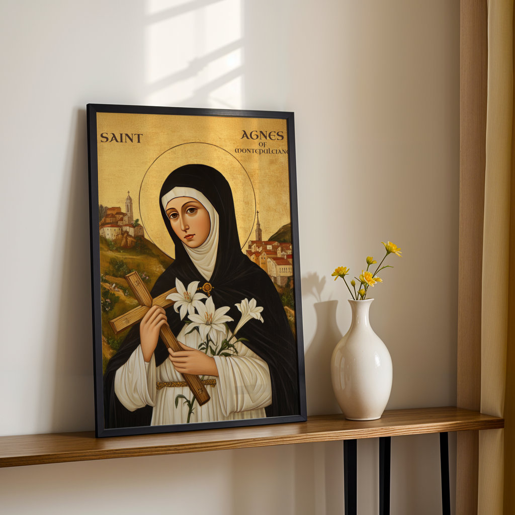 Saint Agnes of Montepulciano Icon Wall Art, Purity and Devotion Gift Home Altar, Holygraceart