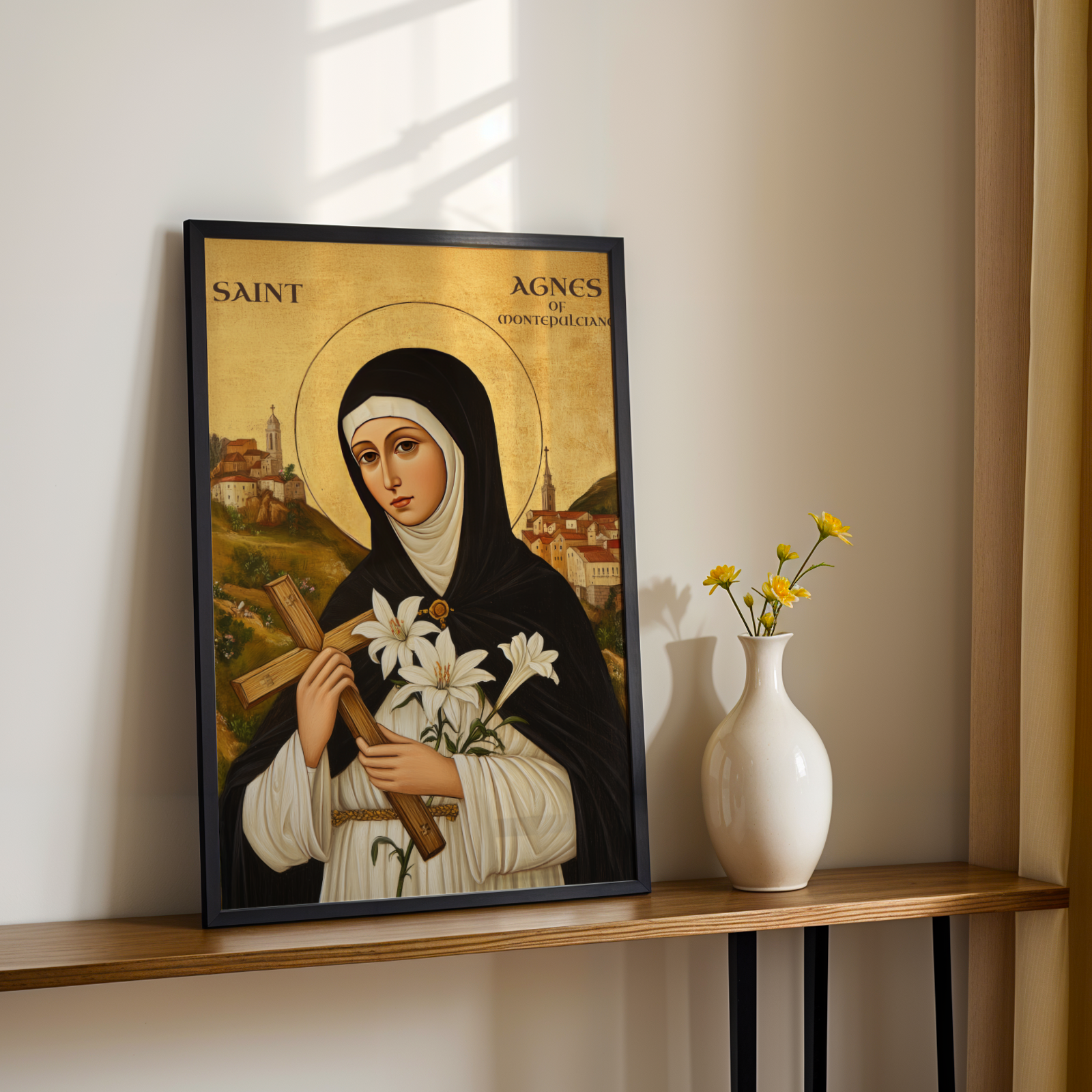 Saint Agnes of Montepulciano Icon Wall Art, Purity and Devotion Gift Home Altar, Holygraceart