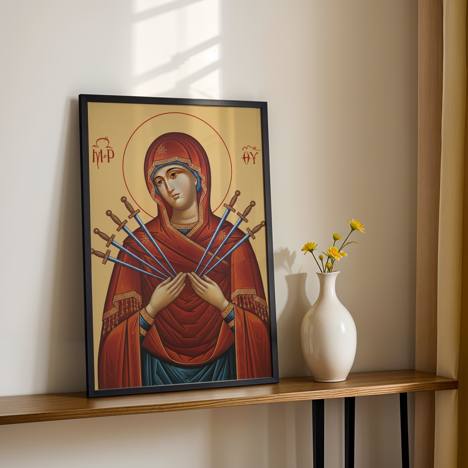 Our Lady of Sorrows Orthodox Icon, Sympathy & Comfort Gift, Marian Devotional Wall Art