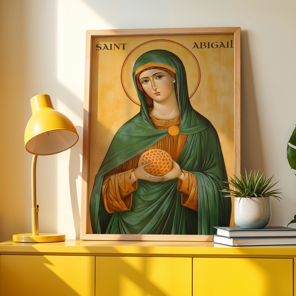 Saint Abigail Icon Print, Honeybee Patron Gift, Christian Decor, Holygraceart