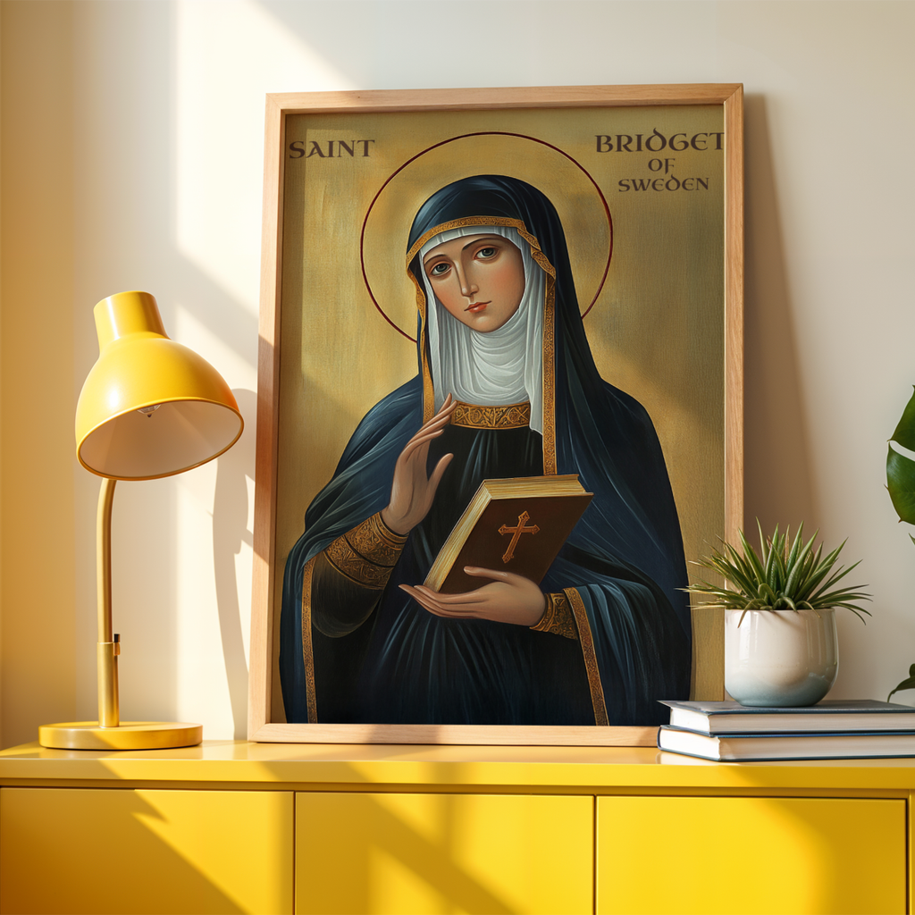 Saint Bridget of Sweden Icon Print, Patron Saint of Europe, Women of Faith Gift
