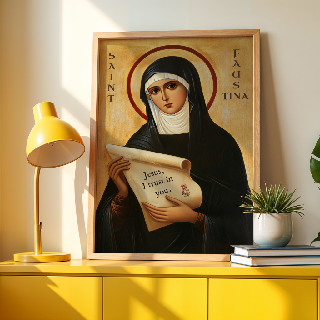 Saint Faustina Icon Print, Patron Saint Devotion and Healing Gift, Orthodox home Altar