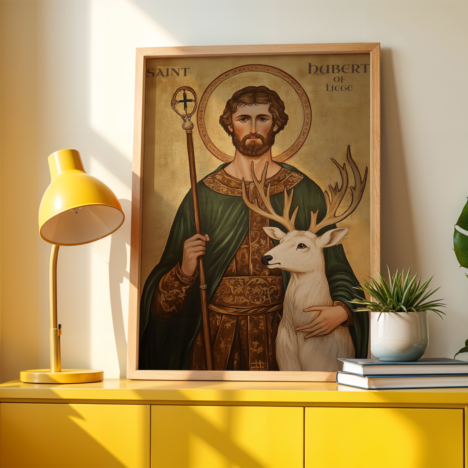 Saint Hubert of Liège Icon Print, Hunter Gift, Orthodox Wall Art, Holygraceart
