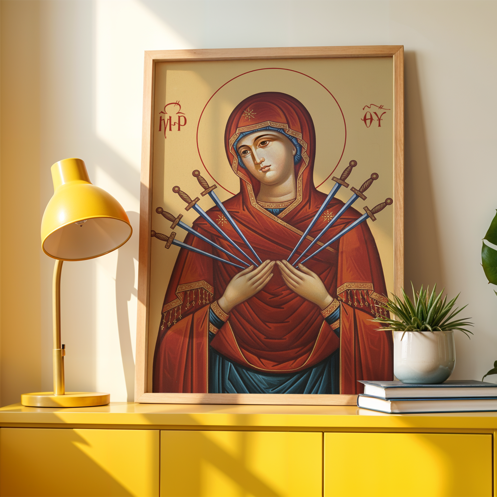 Our Lady of Sorrows Orthodox Icon, Sympathy & Comfort Gift, Marian Devotional Wall Art