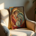 Modern Holy Family Print, Family Blessing Gift, Christian Prayer Wall Art, Holygraceart