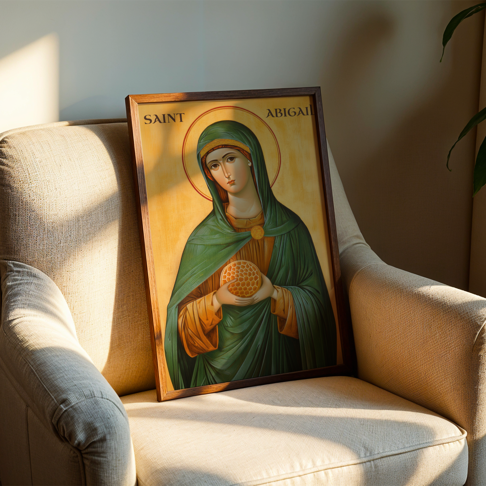 Saint Abigail Icon Print, Honeybee Patron Gift, Christian Decor, Holygraceart