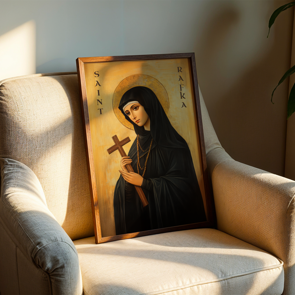 Saint Rafka Icon Wall Art, Suffering with Faith Gift Orthodox Decor, Holygraceart