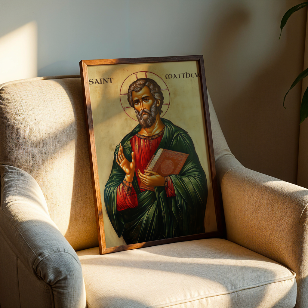 Saint Matthew Icon Wall Art, Gospel Writer Gift Orthodox Decor, Holygraceart