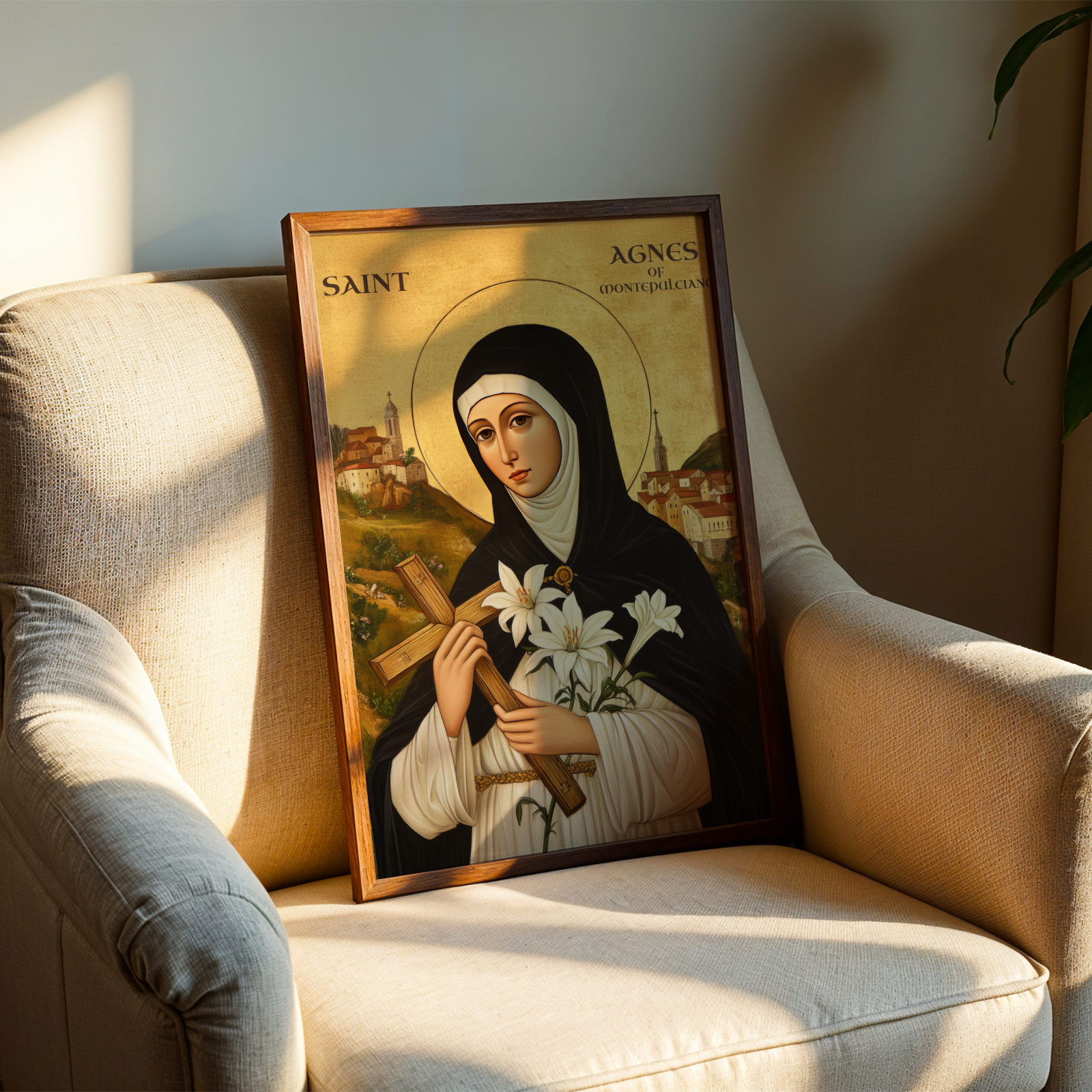Saint Agnes of Montepulciano Icon Wall Art, Purity and Devotion Gift Home Altar, Holygraceart