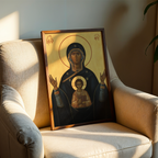 Theotokos of the Sign Orthodox Icon Print, Family Prayer and Baptism Gift, Byzantine Art