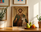Saint Hubert of Liège Icon Print, Hunter Gift, Orthodox Wall Art, Holygraceart