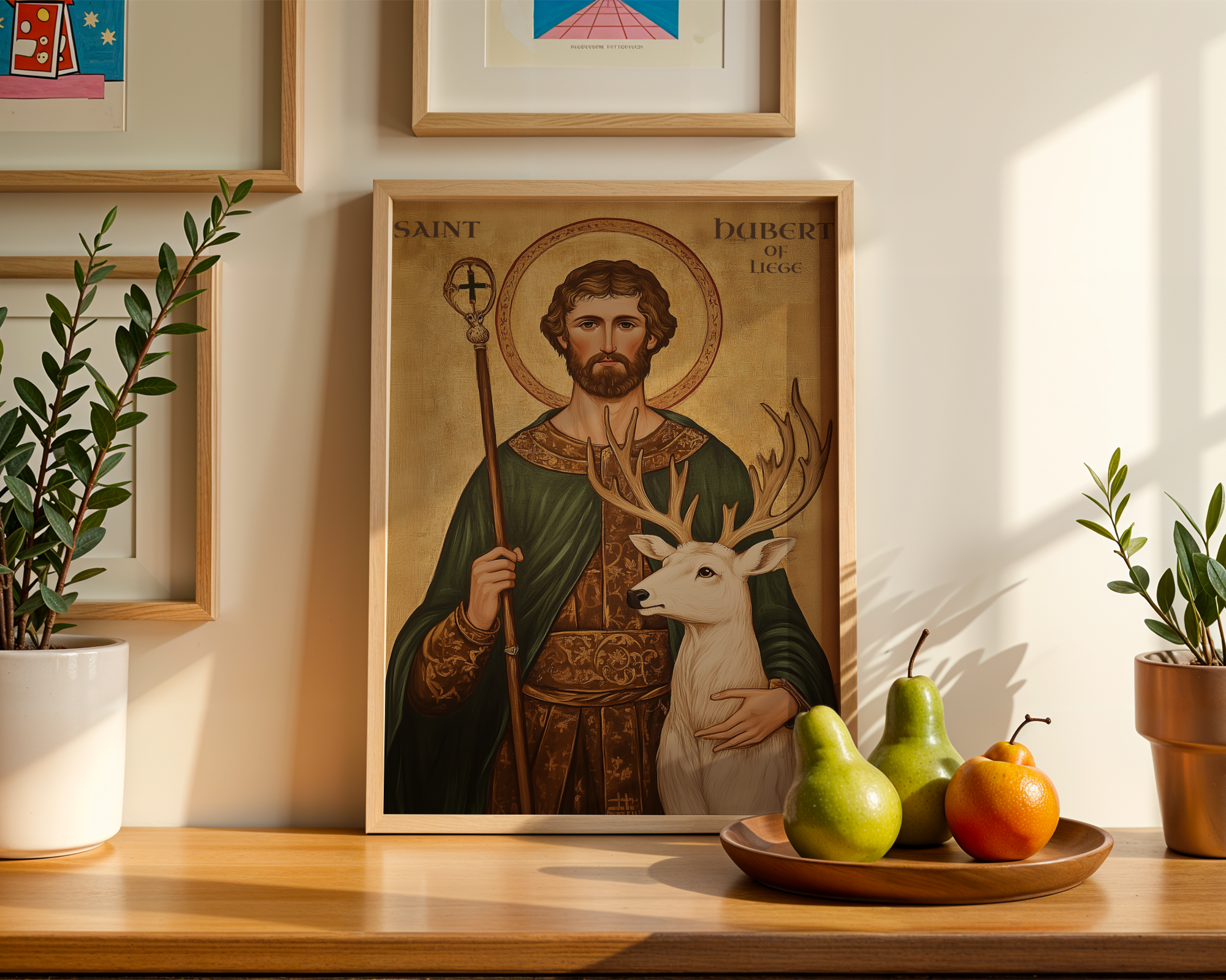 Saint Hubert of Liège Icon Print, Hunter Gift, Orthodox Wall Art, Holygraceart