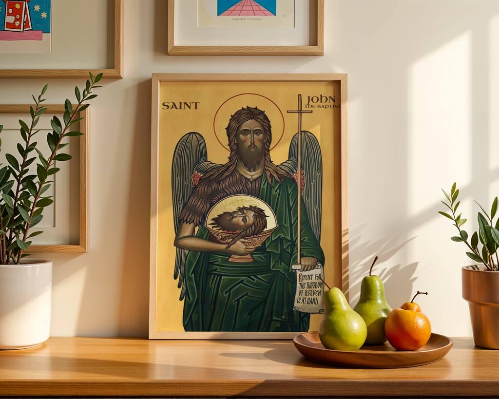 Saint John the Baptist Icon Print, Prophet Gift Orthodox Wall Art, Holygraceart