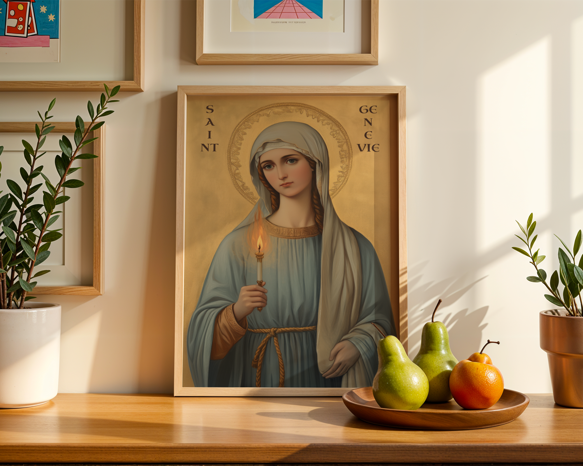 Saint Genevieve of Paris Icon Print, French Patron Saint Wall Art, Protection Gift