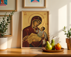 Our Lady of Tenderness Orthodox Icon Print, Motherhood Blessing Gift
