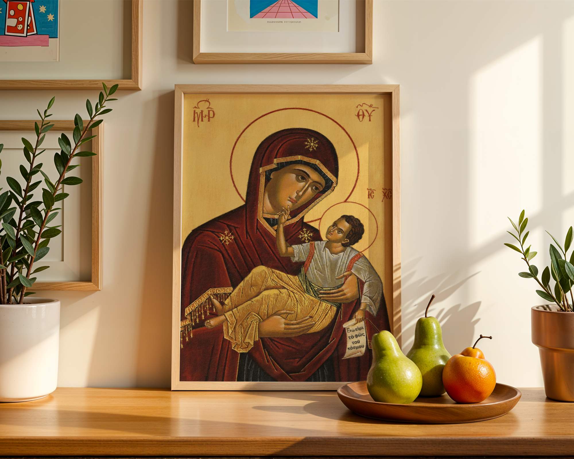 Our Lady of Tenderness Orthodox Icon Print, Motherhood Blessing Gift