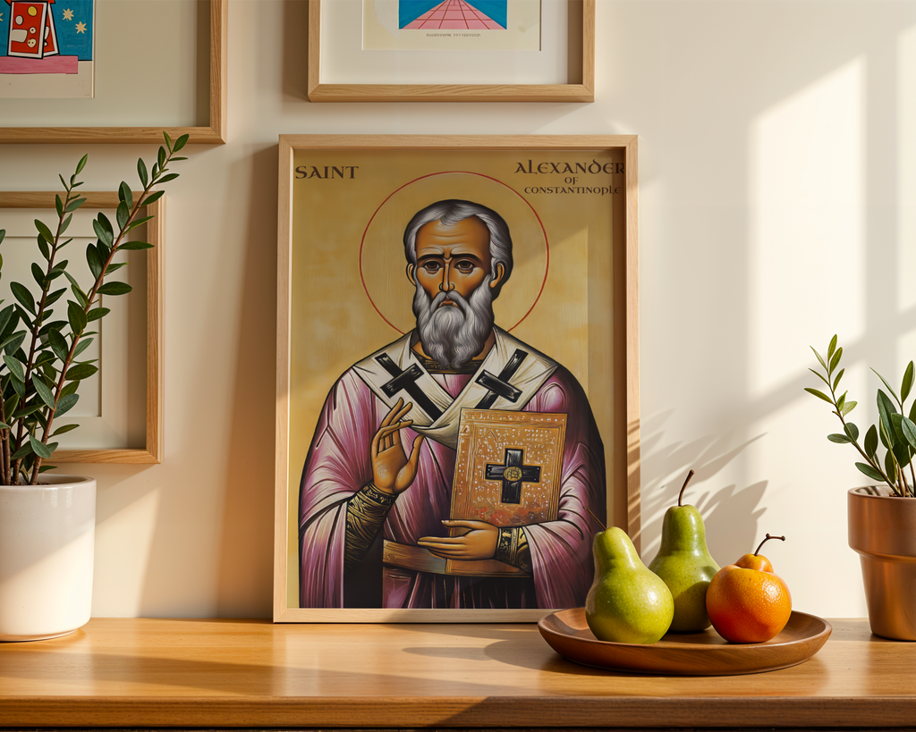 Saint Alexander of Constantinople Icon Wall Art, Bishop & Clergy Gift Orthodox Decor