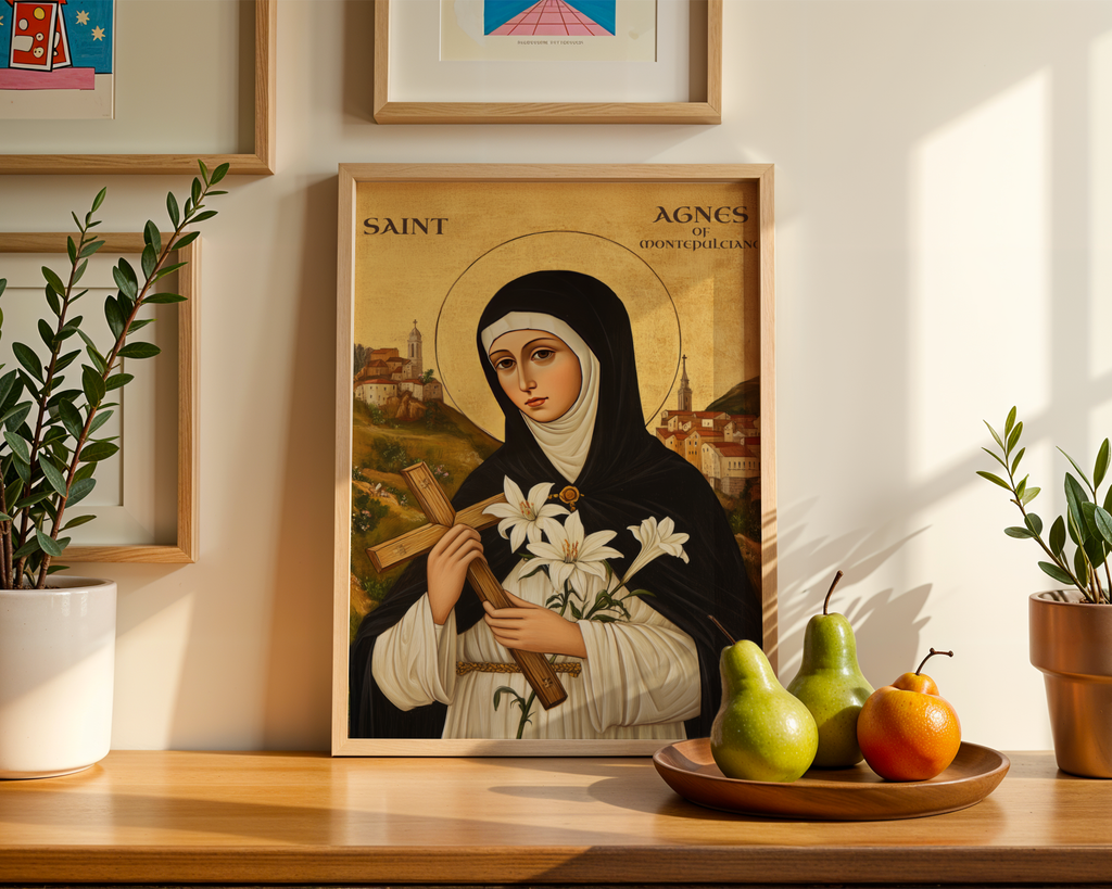 Saint Agnes of Montepulciano Icon Wall Art, Purity and Devotion Gift Home Altar, Holygraceart