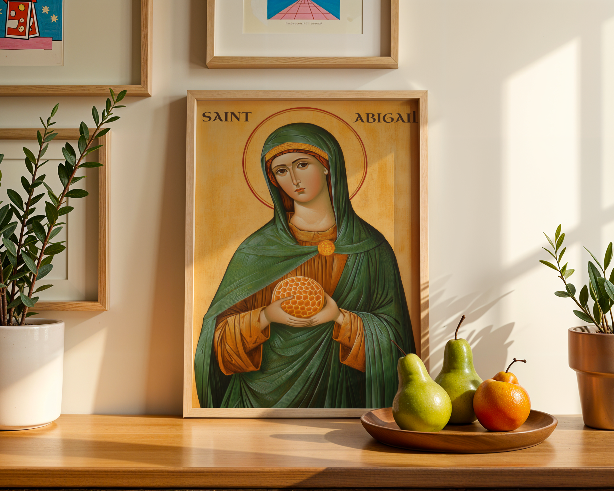 Saint Abigail Icon Print, Honeybee Patron Gift, Christian Decor, Holygraceart