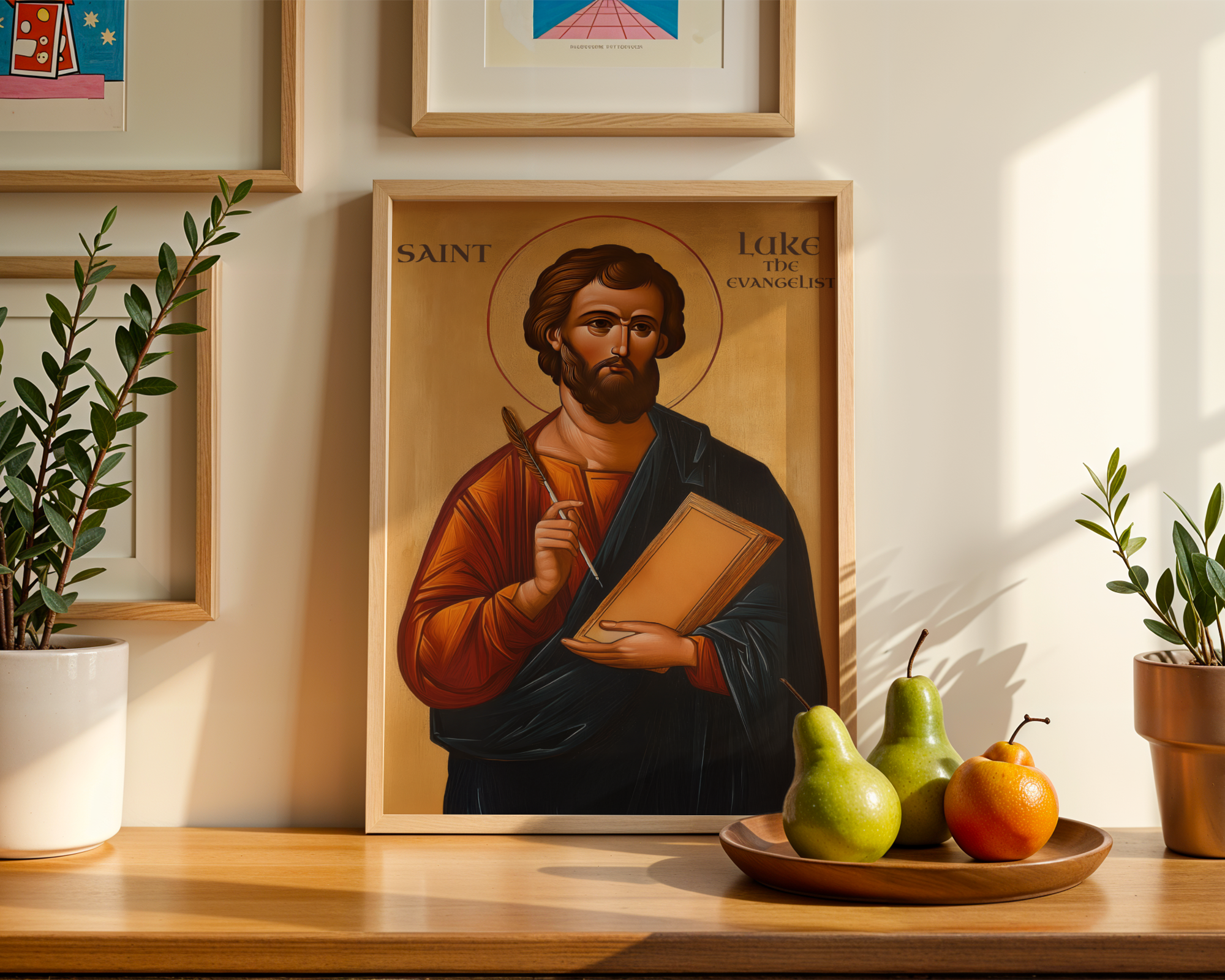 Saint Luke the Evangelist Byzantine Icon, Writer & Physician Gift, Baptism gift