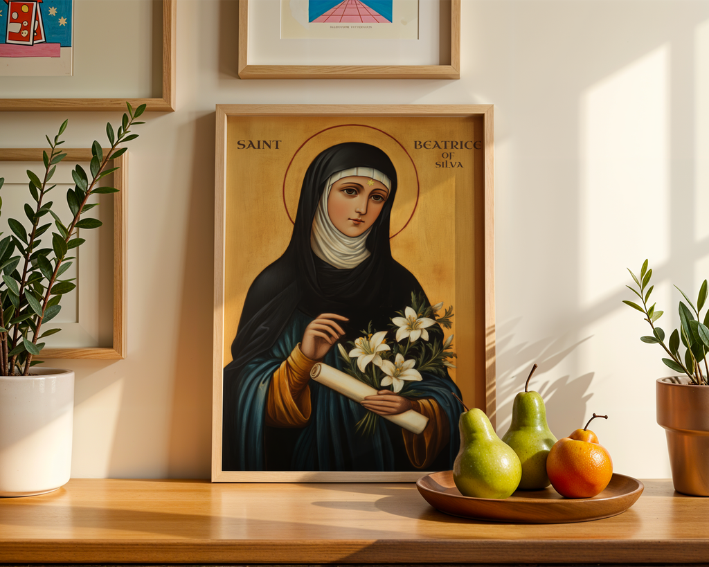 Saint Beatrice of Silva Icon Print, Baptism & Confirmation Gift, Orthodox Wall Art