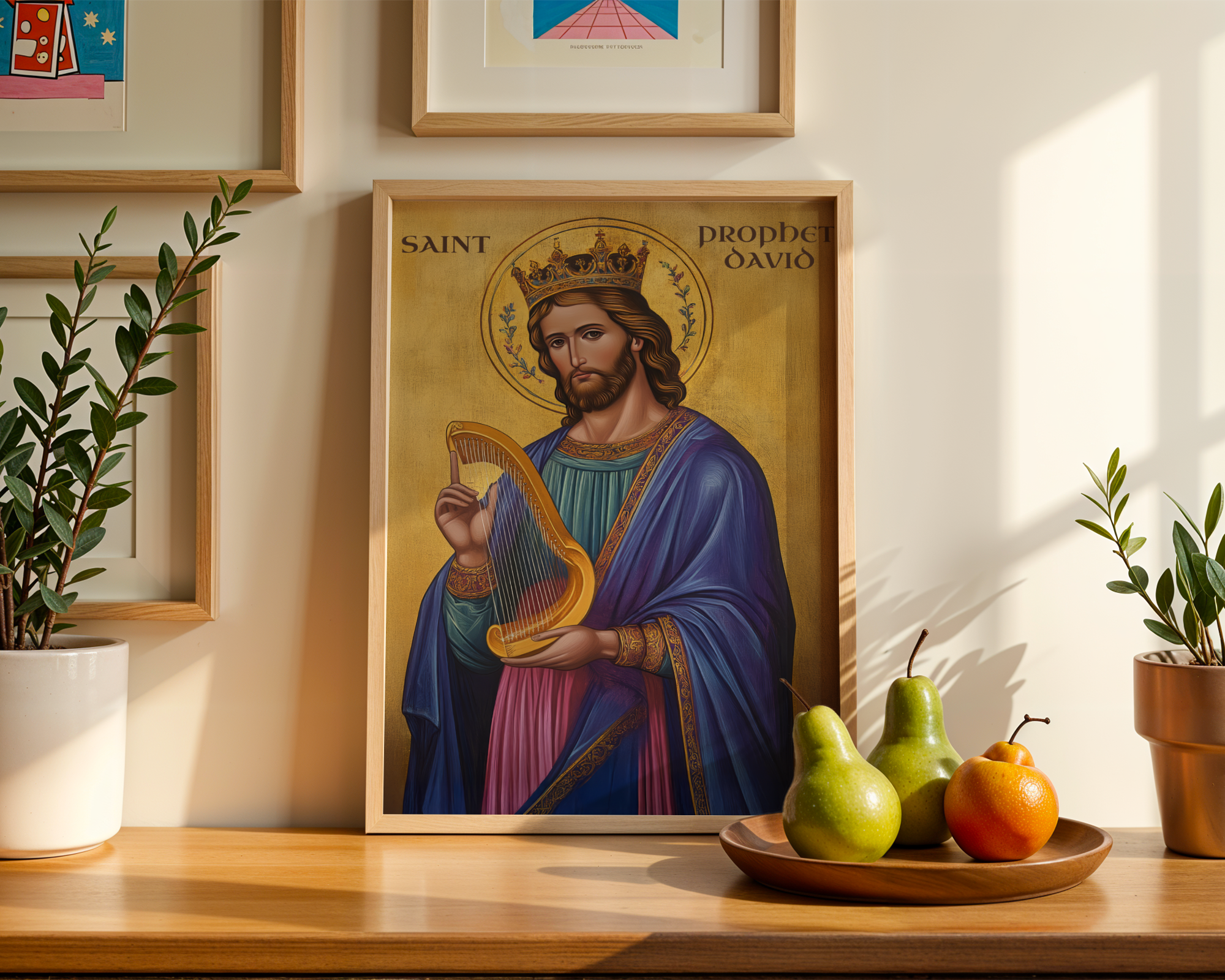 Saint Prophet David Icon Print, Psalm Writer Gift Orthodox Wall Art, Musician & Choir Gift