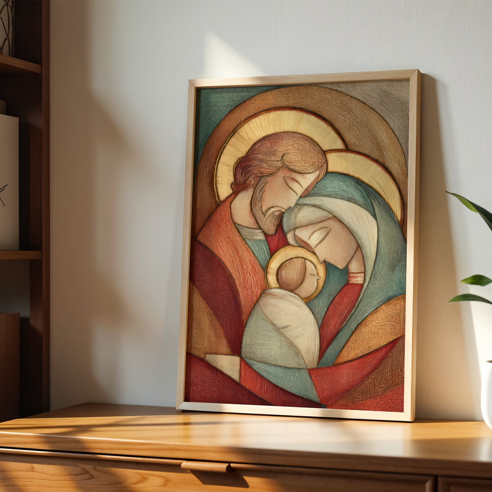 Modern Holy Family Print, Family Blessing Gift, Christian Prayer Wall Art, Holygraceart