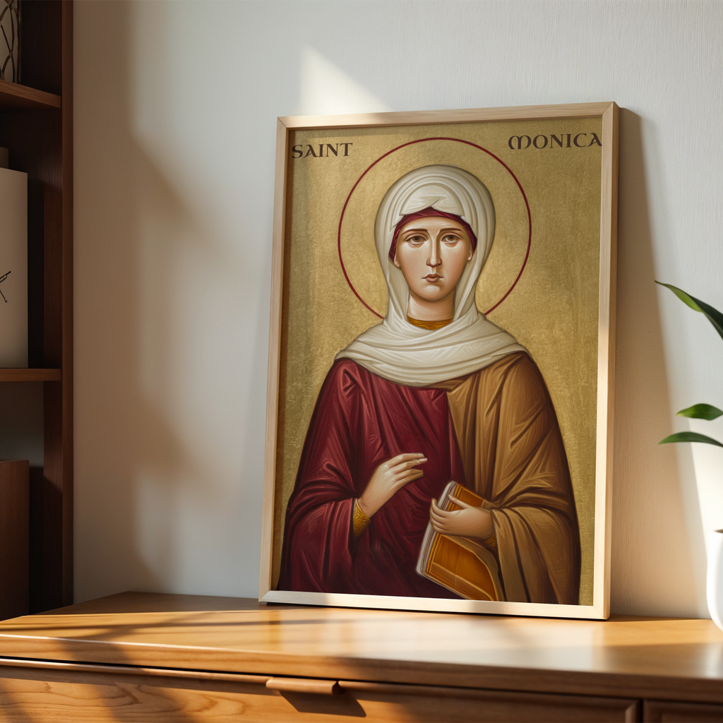 Saint Monica Icon Print, Mothers Prayer Gift, Hope for Wayward Children, Holygraceart