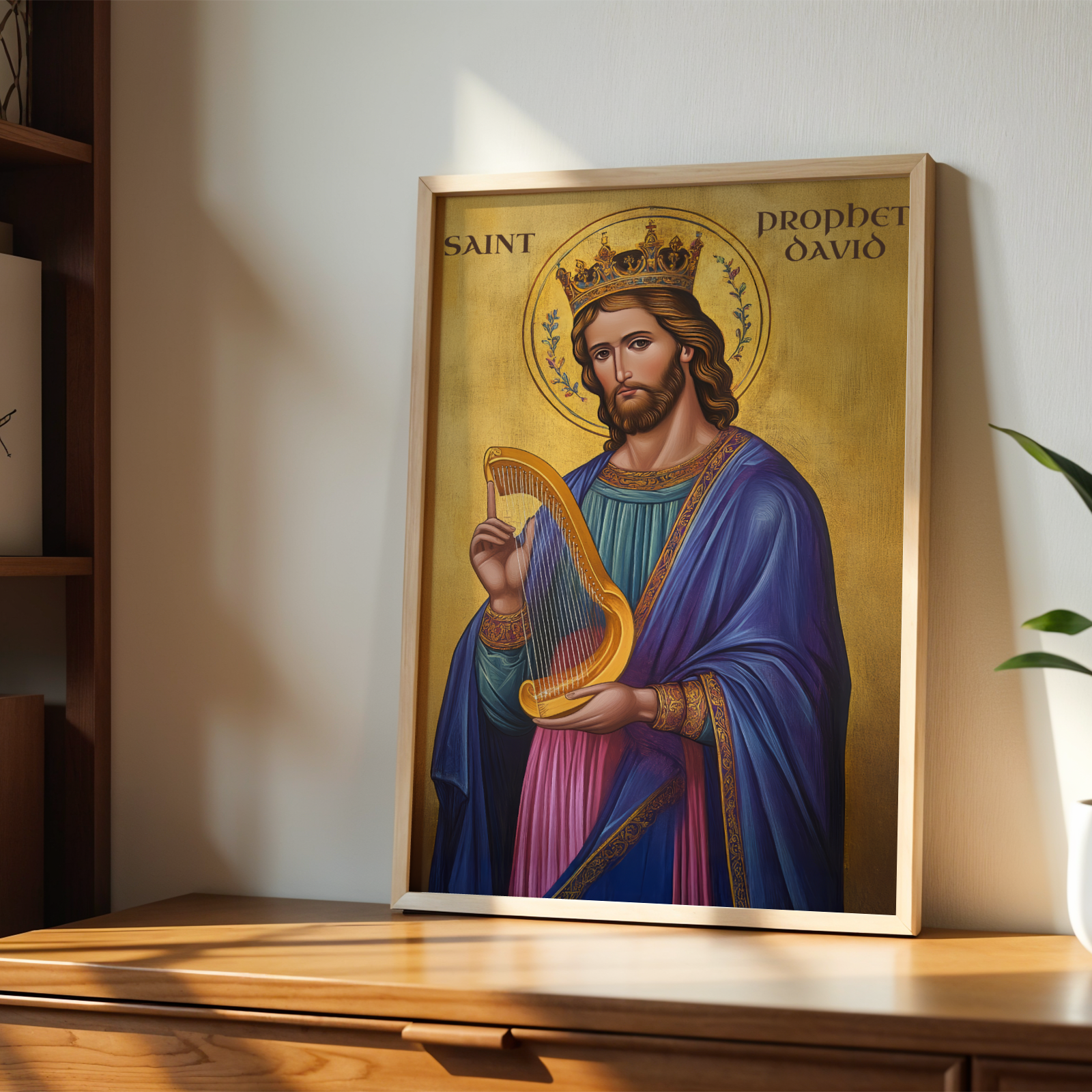 Saint Prophet David Icon Print, Psalm Writer Gift Orthodox Wall Art, Musician & Choir Gift