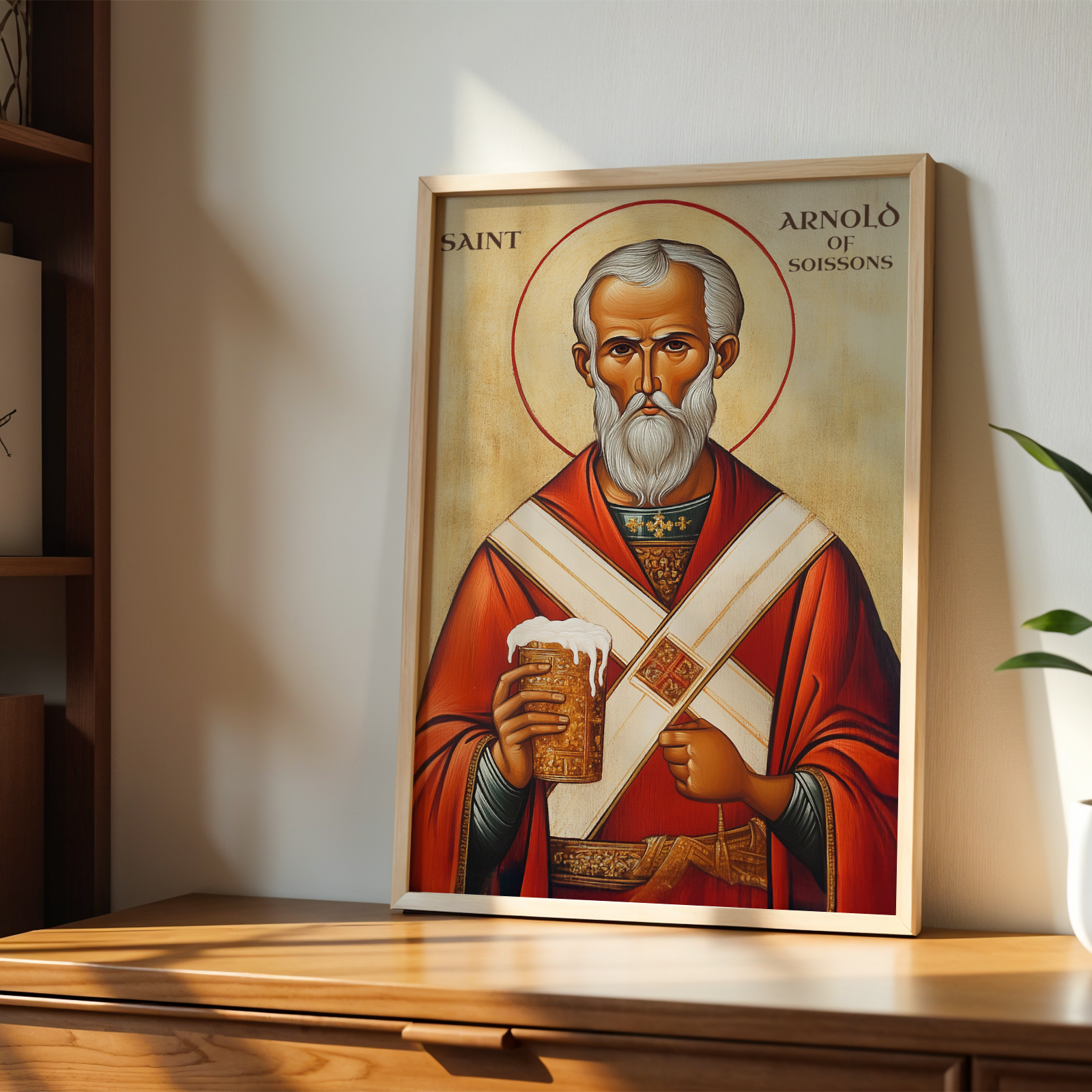 Saint Arnould of Soissons Icon Print, Brewing and Feast Day Gift, Holygraceart