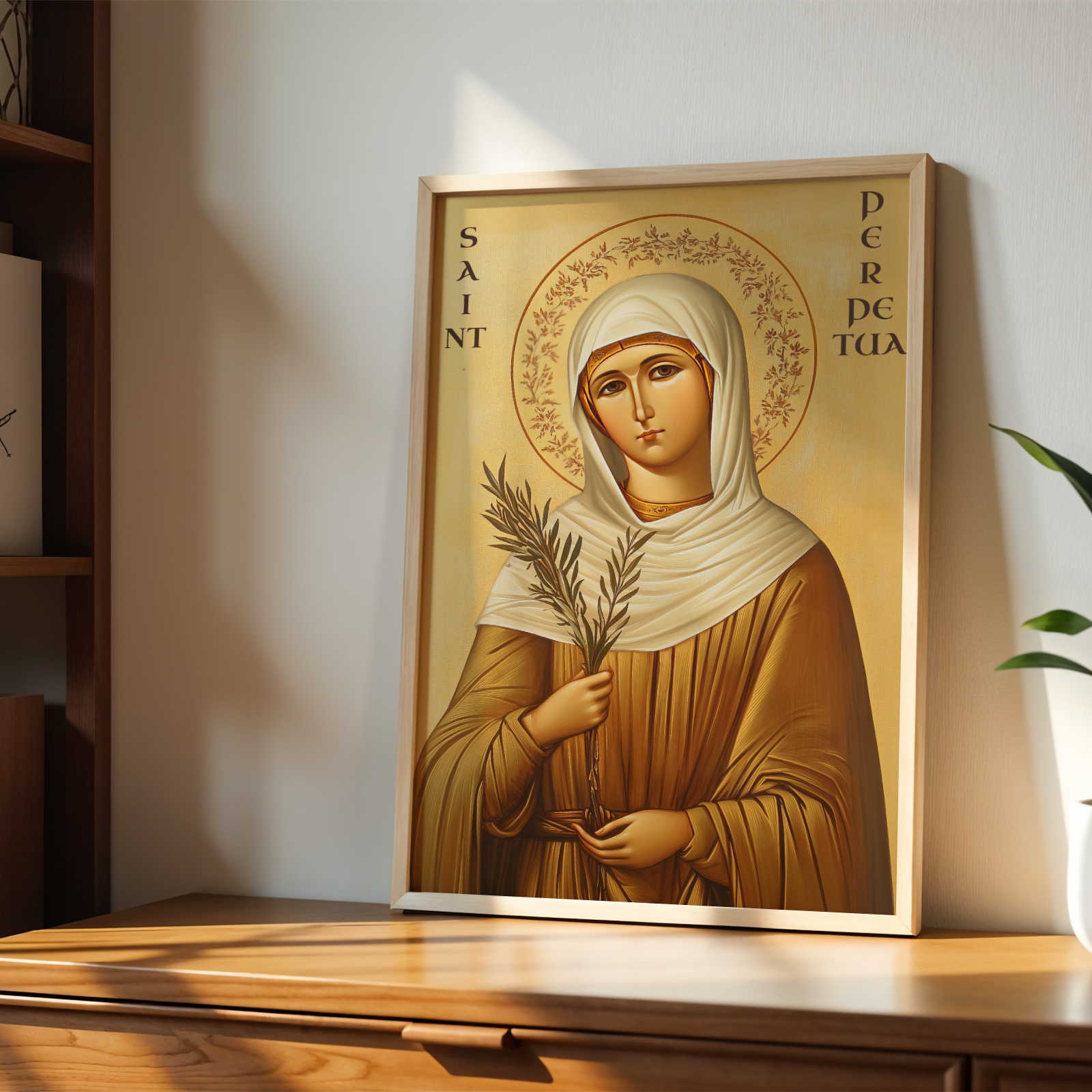 Saint Perpetua Byzantine Icon, Courage Gift for Mothers, Faithful Witness Wall Art