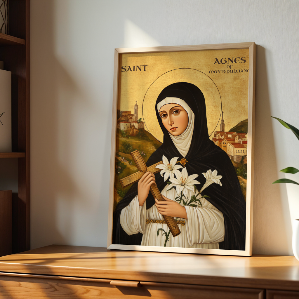 Saint Agnes of Montepulciano Icon Wall Art, Purity and Devotion Gift Home Altar, Holygraceart