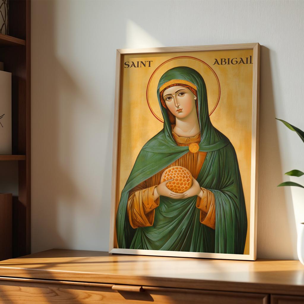 Saint Abigail Icon Print, Honeybee Patron Gift, Christian Decor, Holygraceart